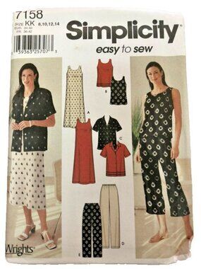 Vintage Simplicity Sewing Pattern 7158 Misses Dress Top Shirt Pants Uncut